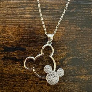 NWOT Mickey Mouse CZ Sterling Silver Pendant Necklace